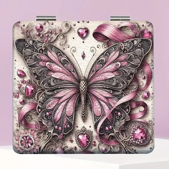 1pc  Beautiful Retro Flower Butterfly Compact - Picture 1 of 3